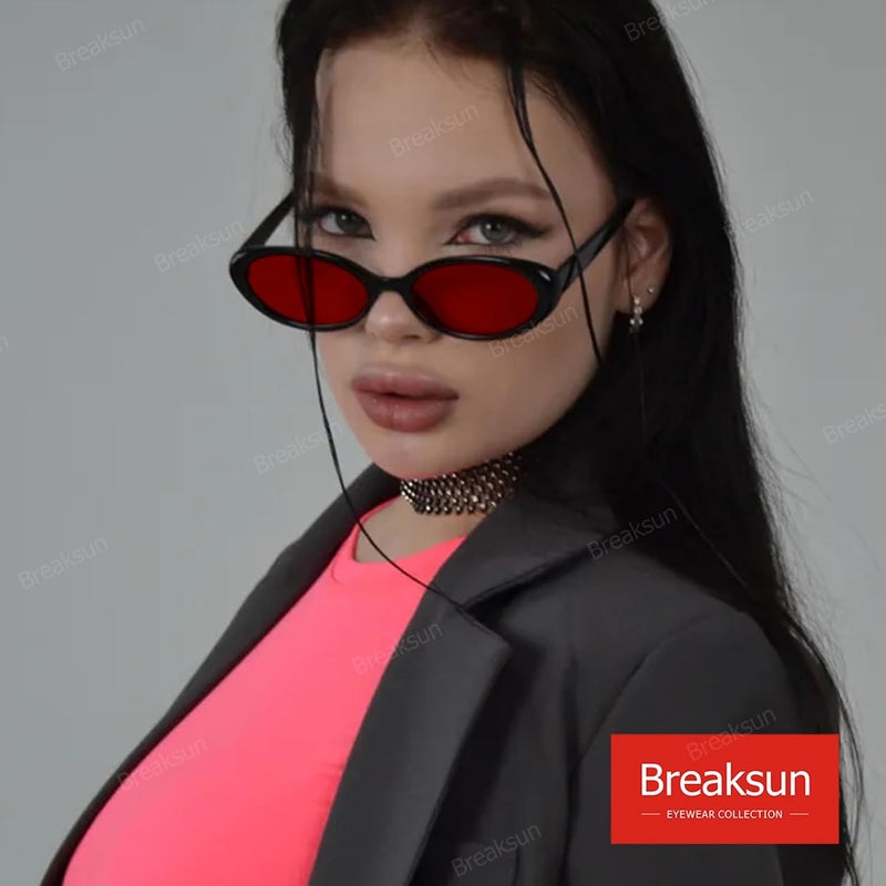 Breaksun Retro Oval Sunglasses for Women Men Fashion Small Oval Sunglasses 90s Vintage Shades - Image 3